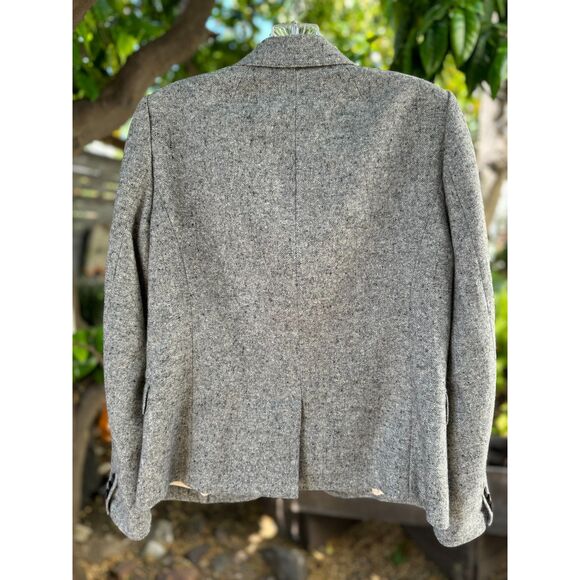 Vintage J. Crew Grey Schoolboy Donegal Wool Silk 2 Button Tweed Blazer Size 4 - Picture 7 of 7